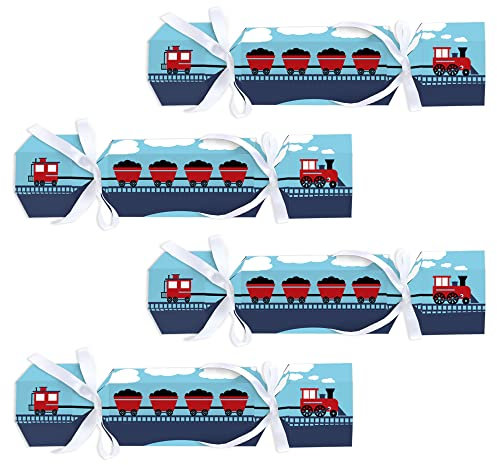 Big Dot of Happiness Railroad Party Crossing – Kein Schnappen, Dampfzug, Geburtstag oder Babyparty, Party, Tischgeschenk, DIY-Knallbonbons – Set mit 12 Stück