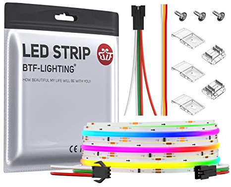 BTF-LIGHTING FCOB COB WS2811 IC RGB flessibile striscia LED ad alta densità 3M 720LEDs/m 14W/M Nastri LED DC12V bianco PCB IP30 colore di inseguimento (senza controller e alimentazione)