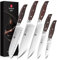 XINZUO Kitchen Knife Set, Professional Chef Knife Set with German Stainless Steel, 5 Pcs Set of Kitchen Knives for Chefs&Home Cooking, Ultra Sharp, Red Sandalwood Handle