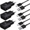 3 Stück USB Ladegerät Stecker,Schnellladegerät Netzteil mit USB C Kabel kompatibel mit Samsung Galaxy A52、52S,A53,A33,S21,S20 FE,S10,S9,S8 Plus,Z Flip3,Z Fold3,M53 5G, und andere Smartphones (Schwarz)