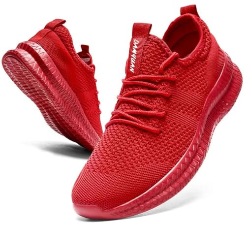 CAIQDM Basket Homme Chaussure Modae Running Sneakers Casual Marche Sport Basquettes Outdoor Gym Fitness Respirante Course Chaussures Rouge 39 EU