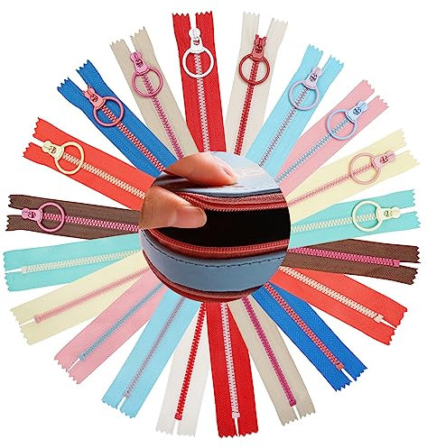 20 Stück Reißverschluss Nähen,10 Farben 30cm Reissverschluss Teilbar,Kunststoff Nylon Coil Reißverschlüsse,Bunten Reißverschluss mit Metall-Ring für Schneider,Nähen,Handwerk Tasche
