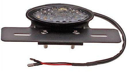 Streetparts24 Universal 12V LED Rücklicht Oval + Kennzeichenhalterung E-geprüft passend für Motorrad, Custom Bike, Chopper, Scrambler, Bopper, Quad, ATV uvm.