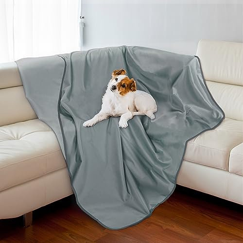 Pawsee wasserdichte Kühldecke Hunde Katze, Waschbar Hundedecke Kühlend, wasserdichte Hunde Kühlmatte für Sofa Bett Outdoor, Verwendbarer Überwurf Couchbezug Möbelschutz, 150 x 130 cm, Grau