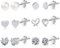 ASH'S CHOICE Silber 925 Ohrringe Ohrstecker Set, 6 Paar Ohrringe Silber 925 Kleine Herz Kugel Ohrstecker Set, Medizinische Silber Kleine Ohrstecker herz Kugel Perle Glitze Ohrringe mit Zirkon Strass