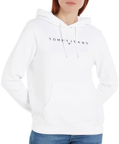 Tommy Jeans Donna Felpa Regular Fit con Cappuccio, Bianco (White), S
