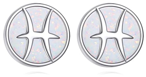 Sternzeichen Ohrringe für Damen Mädchen 925 Sterling Silber Konstellation Ohrstecker Weißer Opal Sternzeichen Schmuck Geschenk