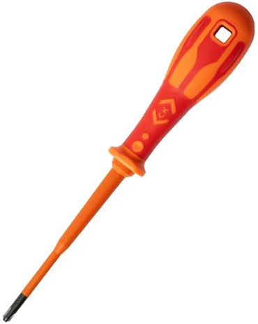 C.K Dextro VDE Ultra Slim Modulo Electrical Screwdriver SL/PH2 x 100mm, Plusminus Thin, Electricians Insulated Terminal MCB Screwdrivers, Precision Grip Tip, Fuse Board Screw Driver, Hand Tools T49246