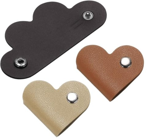 QUARKZMAN Pack von 3 Leder Kabelbänder Kabelbinder Schwarz/Khaki/Braun Tragbarer Leder Kabel Organizer Leder Draht Riemen für Kopfhörer USB Klammern