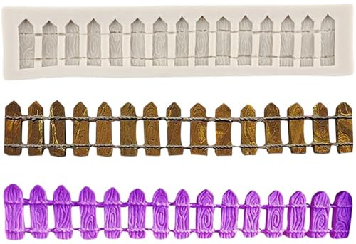 MINFEIDMS Garden Picket Fence Silicone Fondant Mould for Cake Decorating Cupcake Topper Candy Chocolate Gum Paste Polymer Clay