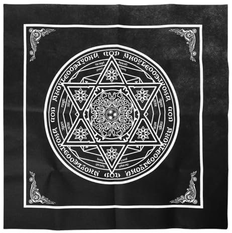 Deewar Altartuch, geheimnisvolles sechseckiges Sternblumen-Altar-Tarot-Spread-Top-Tuch, 19,29 x 19,29 Wicca-Quadrat, spirituelles heiliges Tuch für Brettspiele, Partys, Altaraktivitäten