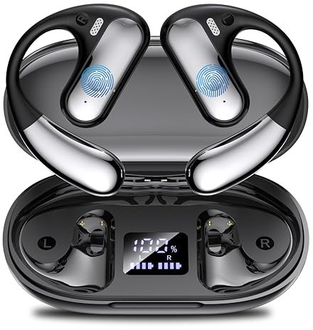 EUQQ Cuffie a Conduzione Ossea: Cuffie wireless Bluetooth 5.4 dal design aperto, Cuffie sportive Bluetooth wireless, 50 ore di Riproduzione, Progettate per lo sport