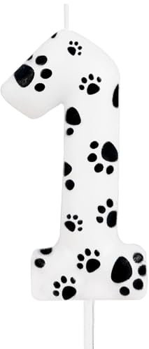 Black White Dog Paw Number Birthday Candles, Dog Paw Print Themed Birthday Candles, Birthday 1st Candles Cake Topper for Boy Girl Birthday Decoration Dog Pet Party Supplies