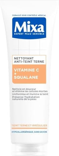 Mixa - Komfort-Reiniger gegen den Teint mit Vitamin C und Squalan – für stumpfe und ungleichmäßige Haut – feuchtigkeitsspendende Gesichtspflege, schützend, sanfter Make-up-Entferner, 150 ml