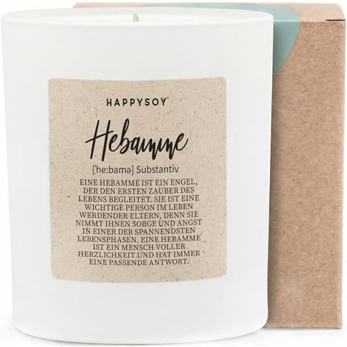 Definition Hebamme - Duftkerze mit Spruch als Geschenk und Dankeschön für Hebammen, liebevolle Aufmerksamkeit, Kerze im Glas, blumiger Duft