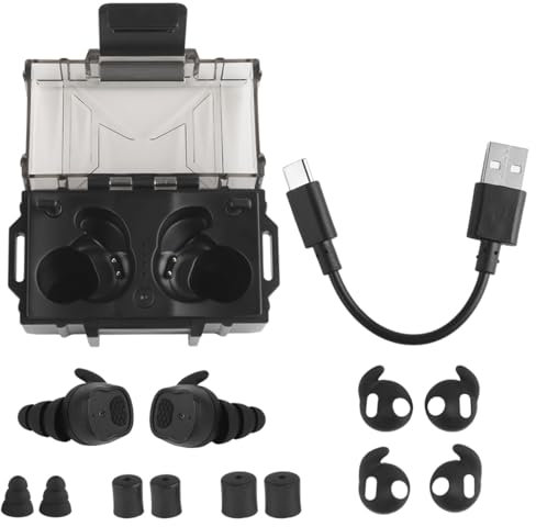 WQZXM 2024 Nouveaux Écouteurs Bluetooth for La Chasse en Plein Air, Les Tirs, Les Écouteurs Tactiques, La Protection Auditive Électronique NRR26db(Black)