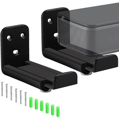 Iouyjiu Sleek Design Wall Mount, Adjustable Soundbar Bracket, Anti Drop Soundbar Shelf, Decorative TV Soundbar Holder 10 to14.5cm for Home, Table, Indoor, Outdoor, Music Gadget, Black Colors