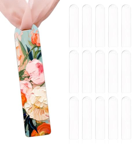 Fatiya 15 Stück klare Acryl-Lesezeichen, Rohlinge mit Band, rechteckig, transparent, Lesezeichen, DIY, Handwerk, Schulabschluss, Schulanfang, Geschenke