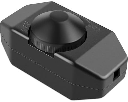 TECHZOCO Potenciómetro regulador de luz con Interruptor, Dimmer LED, Interruptor regulador intensidad, Atenuador de luz, Apto para 60W, 230 Voltios, Conexión por soldadura, PVC, Negro