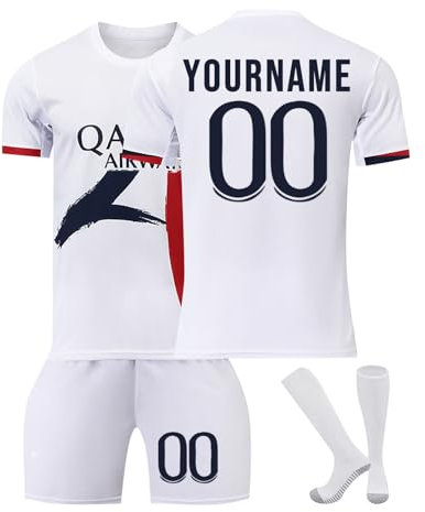 Personalisiertes Fußball Trikots Set 25/24 Hause/Auswärts Fußballtrikot Strips Fussball Trainingsanzug Sportshirt Junge Football Training Tshirts Shorts und Socken Anzug mit DIY Name Nummer 01