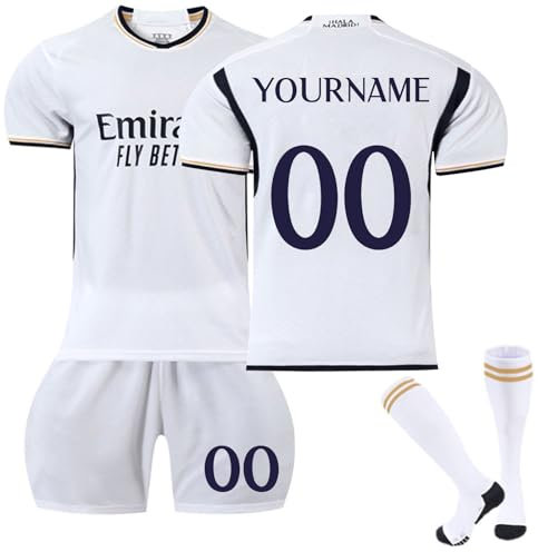 Enfant Maillot de Football Nouveau Ensemble de Foot Enfant et Homme Nom et numéro personnalisés, Équipement Football Entrainement T-Shirt et Short Chaussettes Convient aux Femmes et aux Adultes