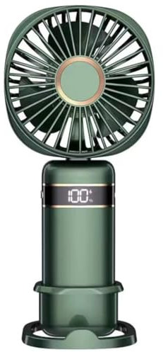 Hand Held Fan,Portable Handheld USB Rechargeable Battery Fans 5 Speeds,Mini Personal Fan Foldable Desktop Fans with LED Display for Home Office Desk Bedroom Outdoor Travel Plus Phone Holder Stand