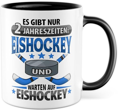Eishockey Tasse mit Spruch – Geschenk Es gibt nur 2 Jahreszeiten – Kaffeetasse 330ml aus Keramik – Sport, Winter, Fans, Leidenschaft – Kaffee-Becher