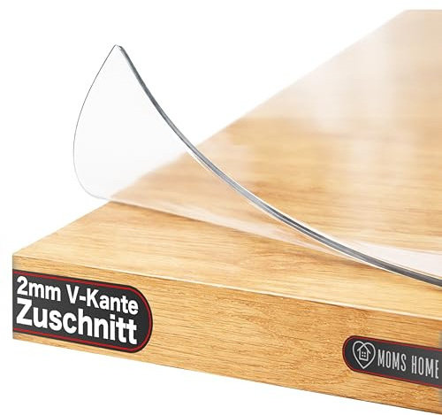 MOM'S HOME PVC Tischdecke Transparent und wasserfest Tischfolie Transparent Nach Maß Durchsichtige Tischdecke abwaschbar 2mm Plastiktischdecke und Tischschutz Width x Length 80x200 cm