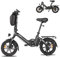 Bodywel T16PRO Bicicleta Eléctrica Plegable, 14 Mini E-Bike, 4.5 Pulgadas Pantalla LED, Batería 36V/7.8Ah, Frenos de Doble Disco y Suspensión Delantera (Negro+Portaequipajes Trasero)