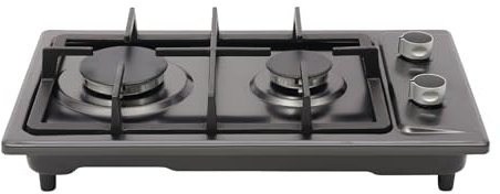 Czyurachel 2 der Brenner Gasherd 3KW+1,75KW, Arbeitsplatte/Einbaumontage Gaskochfeld mit 1.5m Gasschlauch, Gas Herdplatte mit Druckreduzierventil, 51 x 31 x 10cm