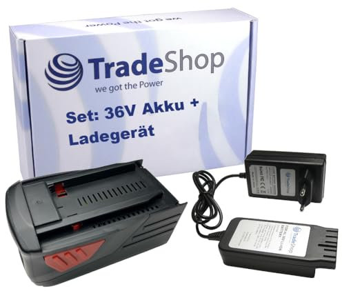 Trade-Shop 2in1 Set: Li-Ion Akku 36V / 6000mAh + Ladegerät kompatibel mit Hilti WSC 7.25-A, WSC 70-A36, AG 125-A36, AG125, B36, B36V, RC 4/36-DAB