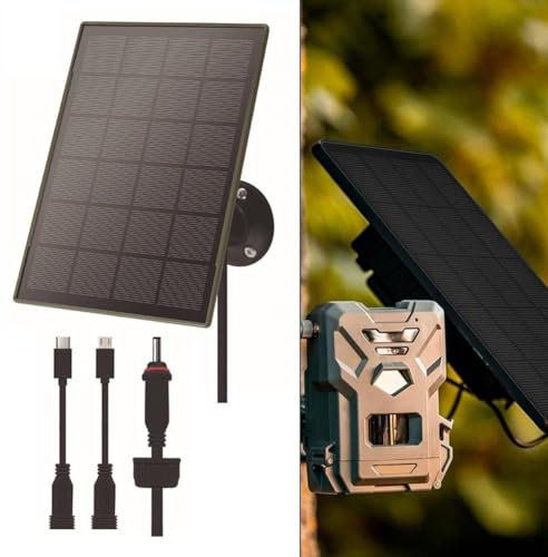 Panneau solaire pour caméra sauvage, batterie intégrée 6000 mAh 3 W/5 V, étanchéité IP66, chargement USB et type C CC pour WingHome pour Bushnell pour caméras Spypoint