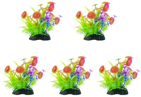 Xuanxi Realistische künstliche Grünpflanzen, 4 Stück, mit Sockel für Aquarien, Zuhause, Büro, Aquarien, Unterwasserlandschaft, Zubehör