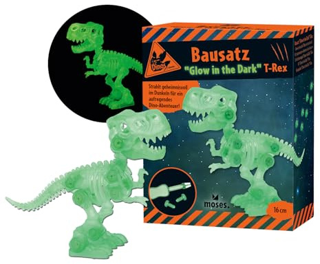 Moses. Dino Bausatz Glow in-The Dark - leuchtender Dino-Bausatz mit Werkzeugen, 21 Teile inkl. Anleitung, T-Rex zum Zusammenbauen, DIY-Spielzeug für Kinder ab 6 Jahren