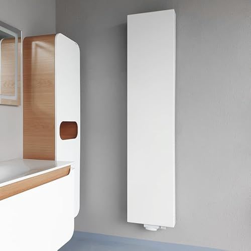 Belrad Radiatore di design verticale, 1800 x 500 cm, colore bianco, con attacco centrale tipo 20, radiatore da parete con 1266 W, design compatto, sottile ed efficiente dal punto di vista energetico