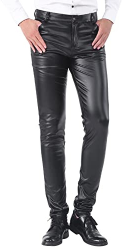 2026 Pantalon en cuir pour homme Coupe étroite Legging Couleur élastique Tendance Moto Pantalon de survêtement pour homme lisse