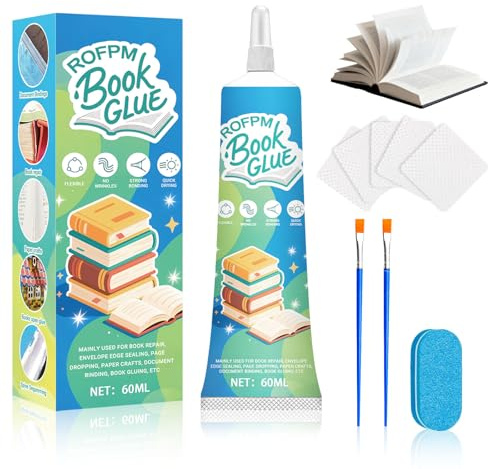 Pegamento Para EncuadernacióN, Fuerte y Resistente Al Agua, Adhesivo Flexible Para Libros, Secado Transparente, Pegamento Para Manualidades, Juego De Pegamento de Papel Con Pincel Para Manualidades