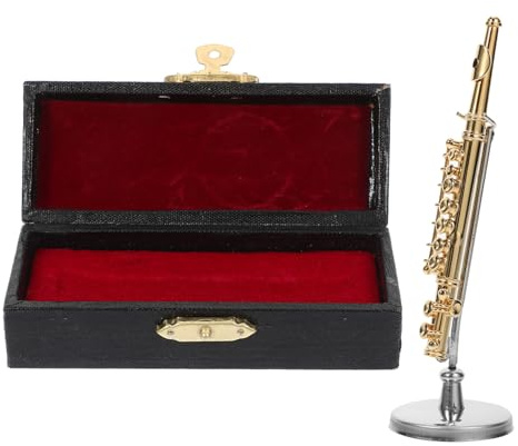 VICASKY Mini Flötenmodell Lang Maßstab Realistische Querflöte mit Aufbewahrungsbox und Ständer Kleine Musikinstrument Miniatur für Dekoration und Fotos Geschenk für Musikliebhaber