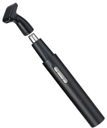 USB Wiederaufladbarer Nasenhaarschneider Satz Schwarz Aluminium | Waschbarer Schneidkopf, Schutzkappe Inklusive, Kompaktes Design, 1 Satz mit USB Ladekabel