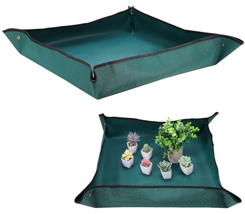 Homoyoyo Indoor Gardening Repotting Mat 75cm x 75cm Dark Green Soil Pad Potting Tray for Plant Transplanting and Succulent Care