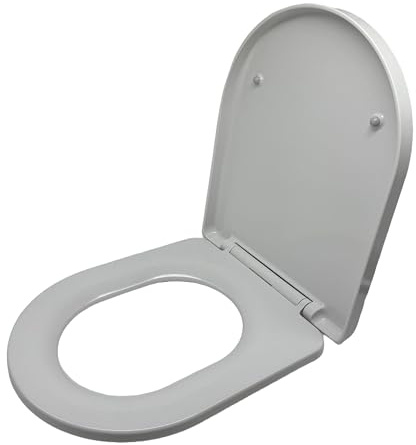 Relaxdays Toilet seat with Soft-Close Mechanism & Quick Release, 36 x 42 cm, duroplast, top mounting, D-Shape, White