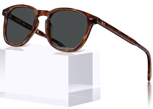 CARFIA Retro Polarisierte Herren Sonnenbrille Rechteckig Rahmen | 100% UV Schutz,Ergonomisches Design,Handgefertigter Acetat Rahmen