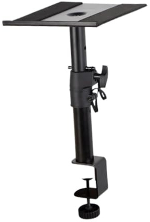 lopituwe Sturdy Steel Speaker Stand Mount Adjustable Height Surround Sound Audio Equipment Music Studio Setup Speaker Stand Is Made Of Thickened Steel Tube For Surround Sound, Black, With C Clamp