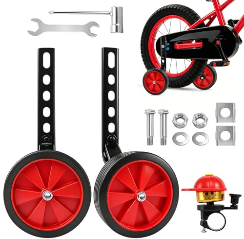 Cykelstödhjul barn stödhjul barncykel universella stödhjul barncyklar för 12, 14, 16, 18, 20 tums cykel stödcykel röd