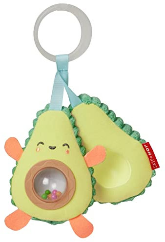 Skip Hop Hochet Avocat Poussette - Éveil Sensoriel Coloré - Attache pour Poussette Bébé Jouet Fille Garçon - Farmstand Avocado Stroller Toy