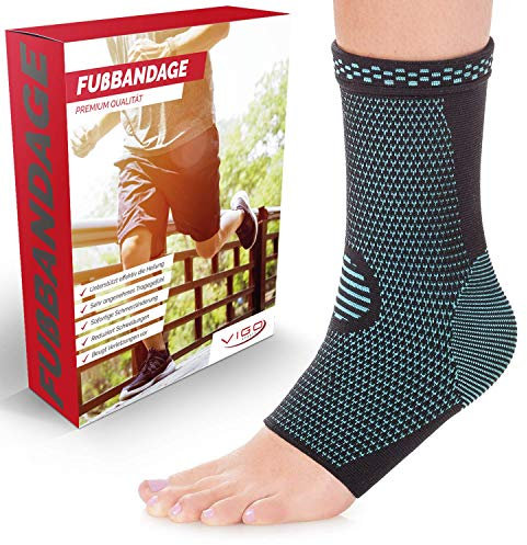 VIGO SPORTS® [2er Set Sprunggelenkbandage I 7 Zonen Kompression unterstützt proaktiv bei Gelenkbeschwerden und Fersensporn I Ergonomisches Design für optimale Entlastung und Steigerung der Stabilität