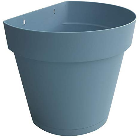 TABOR Tools, fioriera da parete da 20,5 cm, per giardino, parete o cucina, fioriera in plastica con retro piatto e piattino attaccato. VEM605A (blu pastello)