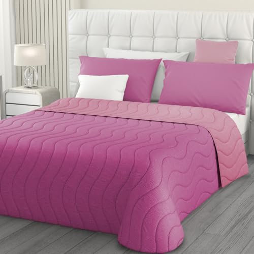 L'ANTICO ARCOLAIO - Trapuntino Una Piazza e Mezza Estivo (Malva/Rosa Scuro) Copriletto Una Piazza e Mezza Mezza Stagione, Trapunta Una Piazza e Mezza Double Face Made in Italy (Microfibra, 100g/m2)