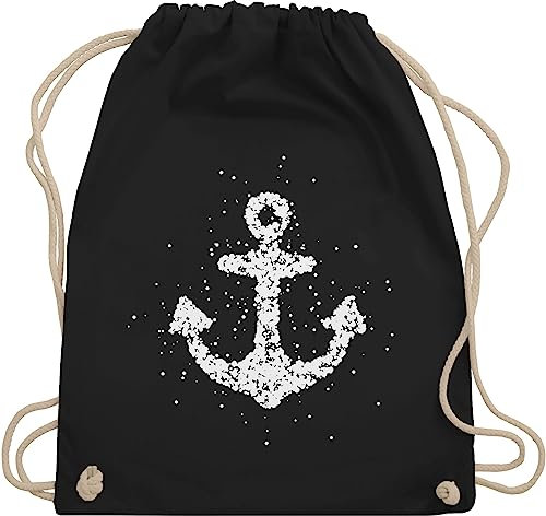Turnbeutel Rucksack - Kunst - Anker Matrosen Nordsee Maritime Ostsee Ankerliebe - Unisize - Schwarz - geschenk für segler art ankern stoffrucksack maritimer maritim beutel maritimes beuteltasche