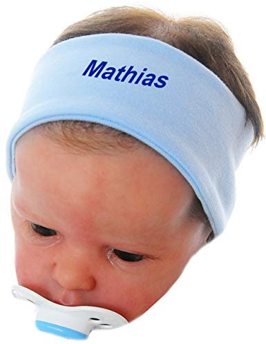 Stirnband Kopfband f. Jungen Mädchen mit NAMEN Baby Kinder Ohrschutz 34 bis 52 (KU 40-52cm.)